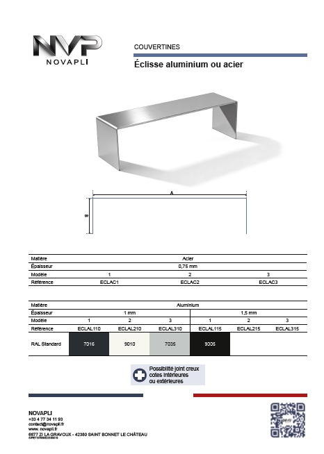 Fiches technique et téléchargement Éclisse de jonction