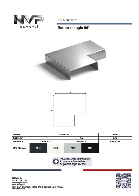 Fiches technique et téléchargement Retour d’angle 90°
