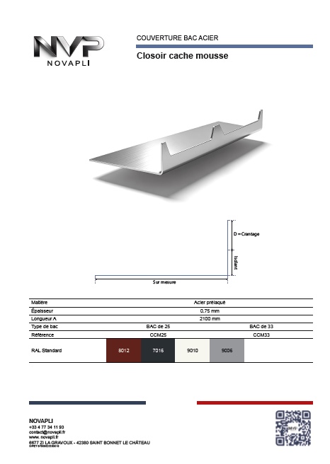 Fiches technique et téléchargement Closoir cache mousse