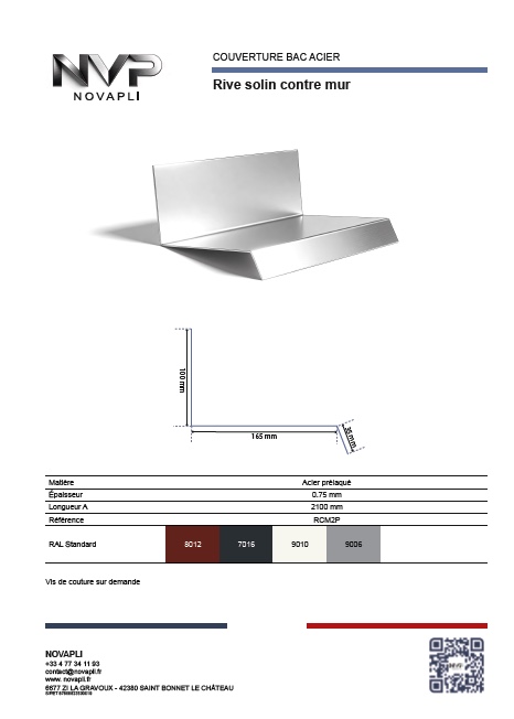 Fiches technique et téléchargement Rive solin contre mur
